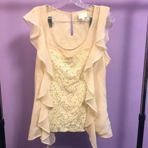 Ruffled Cream Blouse